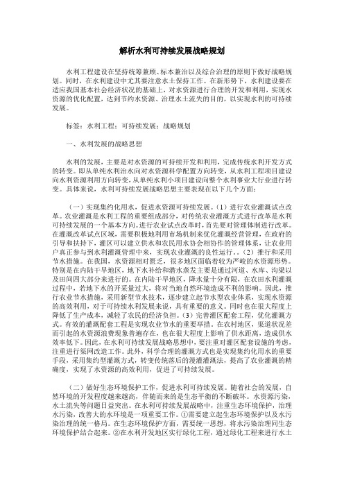 解析水利可持续发展战略规划