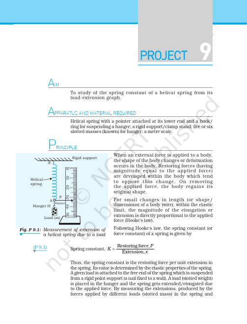 LABORATORY MANUAL 9.1 SPRING CONSTANT说明书