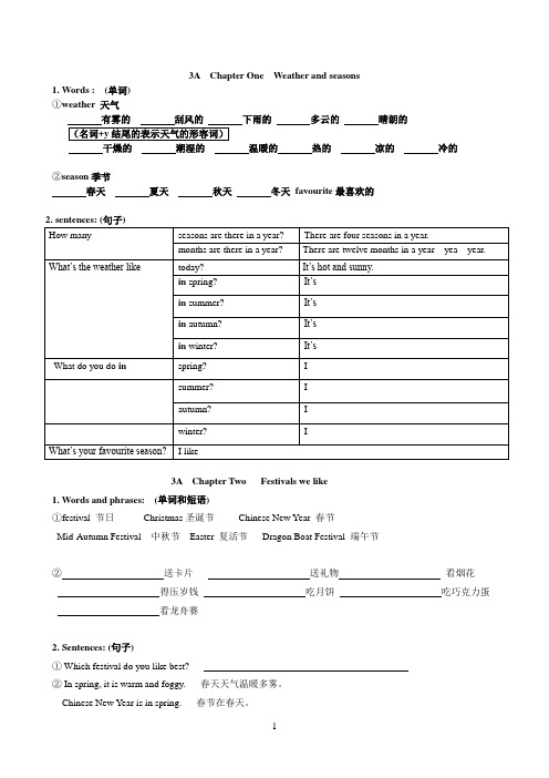 (完整)香港朗文英语三年级chapter1-6知识巩固与检测2