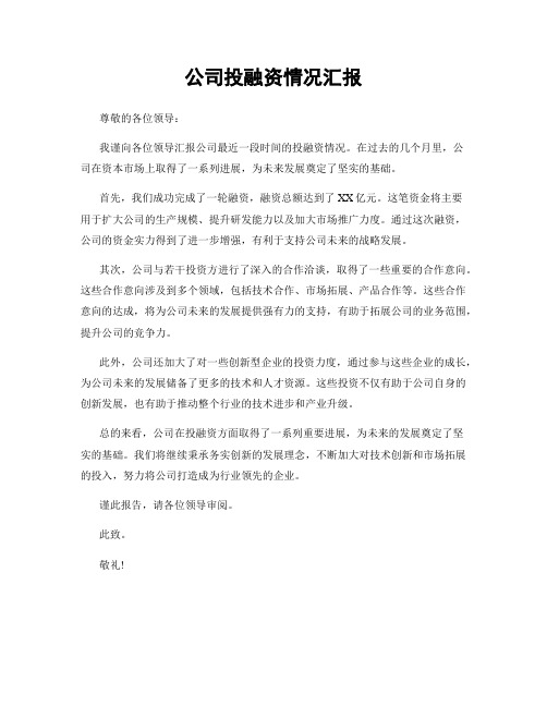 公司投融资情况汇报