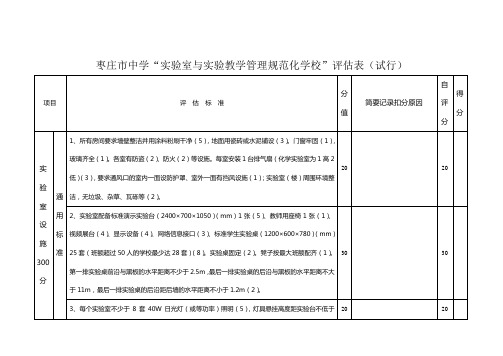 枣庄市中学“实验室与实验教学管理规范化学校”评估表(试行)