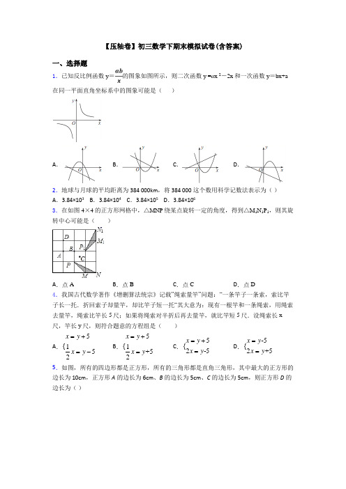 【压轴卷】初三数学下期末模拟试卷(含答案)