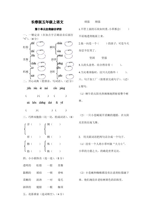 长春版五年级上语文第十单元自我综合评价及答案