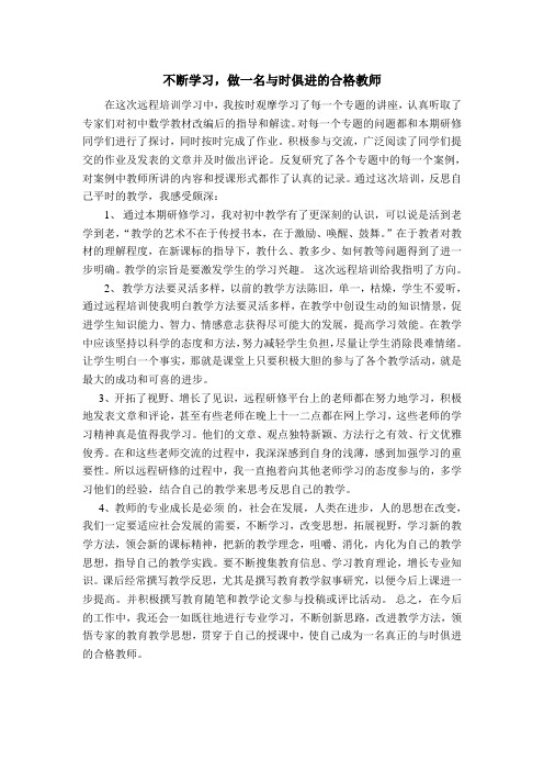 不断学习,做一名与时俱进的合格教师