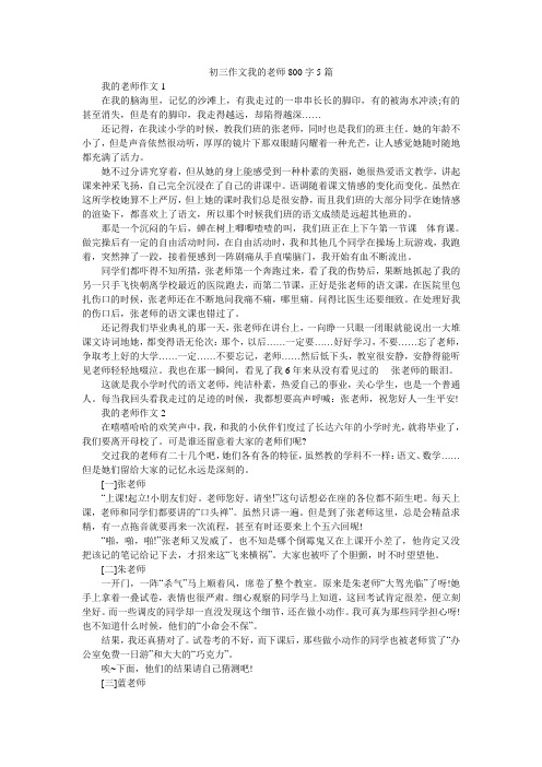 初三作文我的老师800字5篇