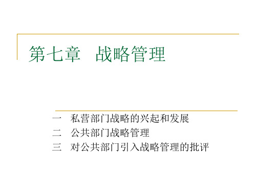 《公共管理导论》(澳)休斯 著 第七章 战略管理