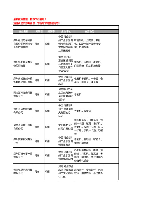 新版河南省郑州考勤机工商企业公司商家名录名单联系方式大全186家