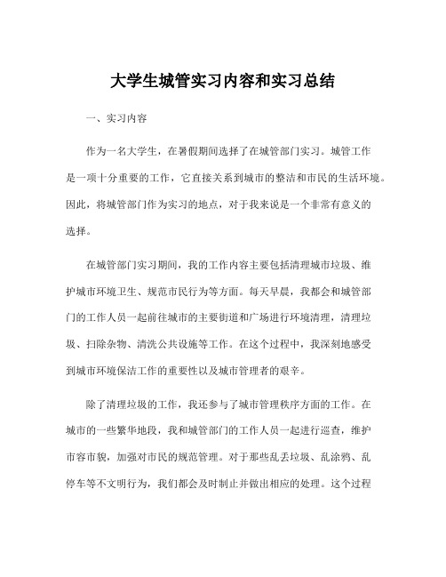 大学生城管实习内容和实习总结