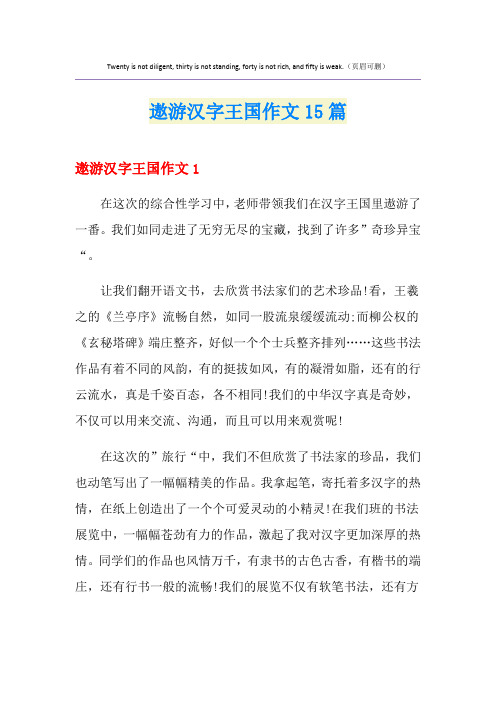 遨游汉字王国作文15篇