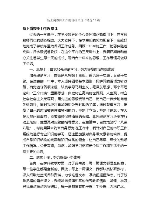 新上岗教师工作的自我评价（精选12篇）