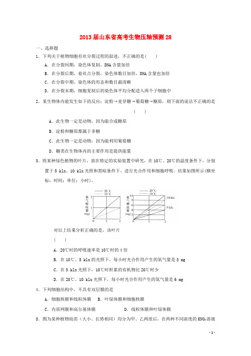 山东省2013高三生物预测试题28