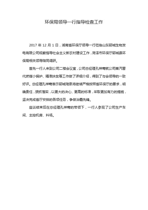 环保局领导一行指导检查工作