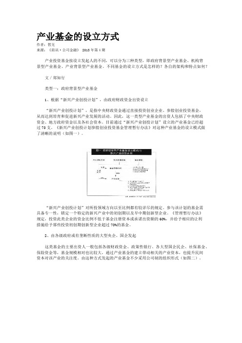 产业基金的设立方式   