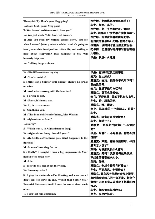 神探夏洛克第一季第一集中英台词