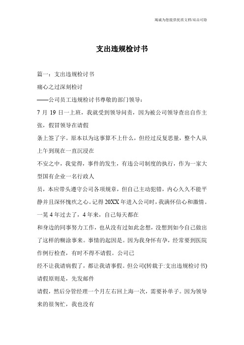 支出违规检讨书