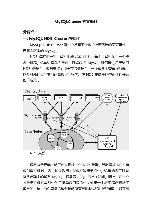 MySQLCluster方案概述