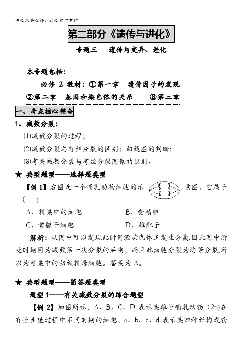 湖北省枝江五中2012高考生物二轮资料：第2部分 专题3 遗传与变异、进化 考点核心整合