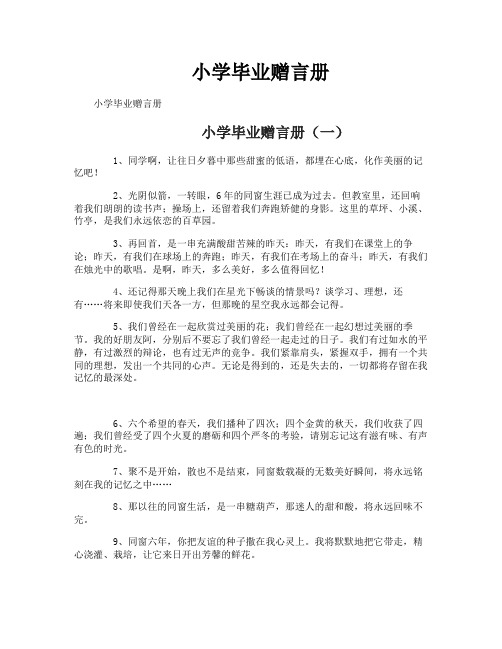 小学毕业赠言册