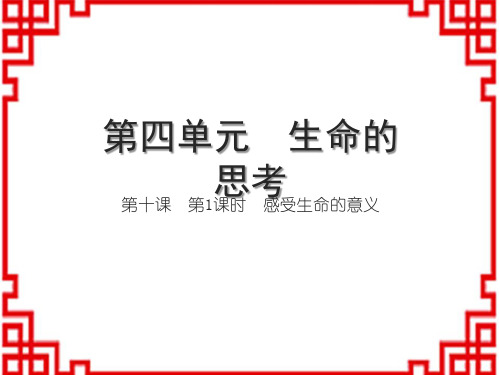 人教部编版7上道法习题课件 第四单元 生命的思考 第十课 绽放生命之花 第1课时 感受生命的意义