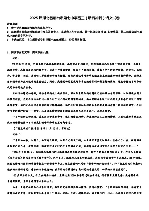 2025届河北省邢台市第七中学高三(最后冲刺)语文试卷含解析