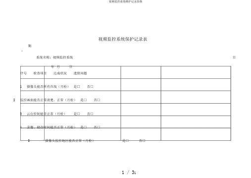 视频监控系统维护记录表格