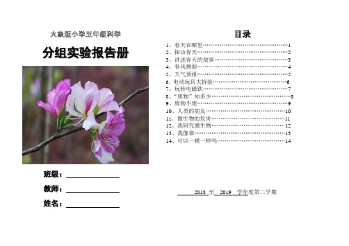 大象版小学科学五年级下册实验报告全册
