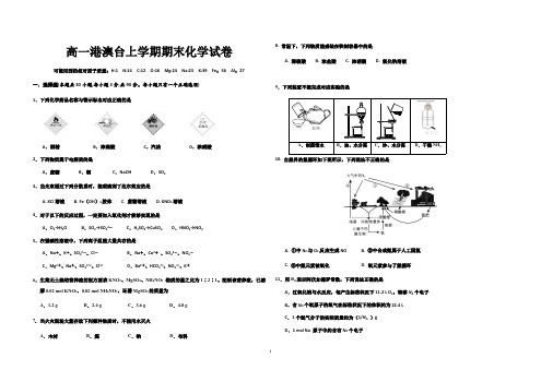 广东省深圳市耀华实验学校2018-2019学年高一(港澳台)上学期期末考试化学试题