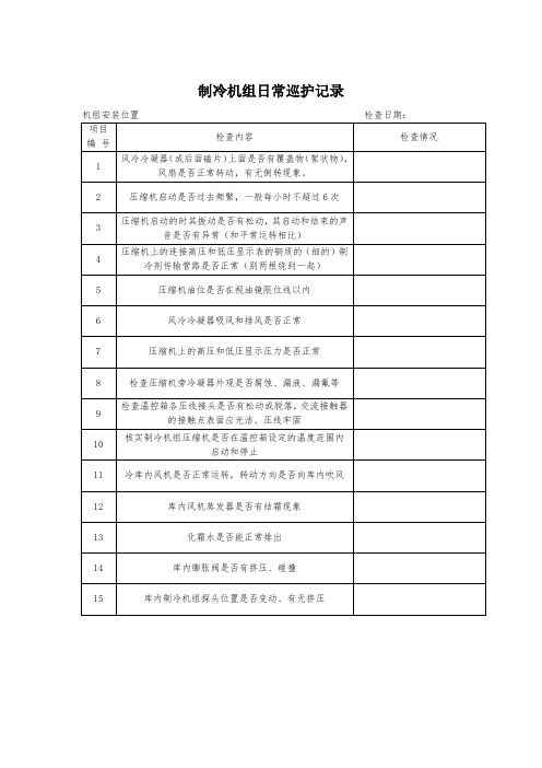 制冷机组日常巡护记录