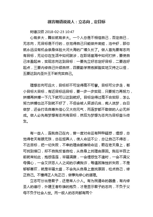 微言细语说说人：立志向，定目标