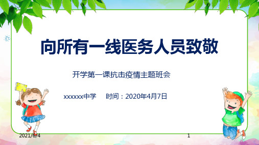 新冠肺炎疫情开学第一课主题班会PPT课件