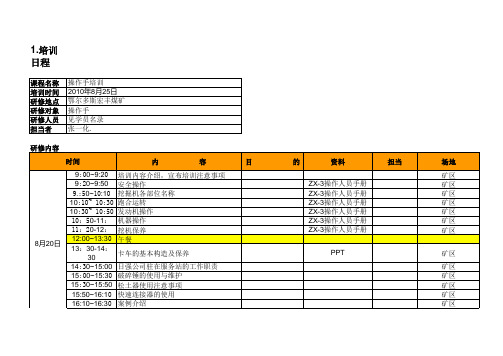 操作手培训日程表