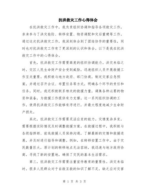 抗洪救灾工作心得体会