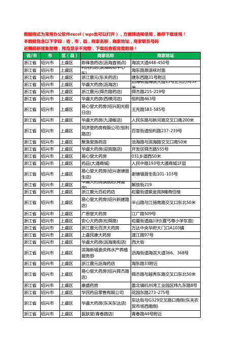 2020新版浙江省绍兴市上虞区药工商企业公司商家名录名单黄页联系电话号码地址大全215家