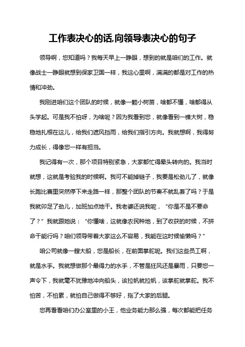 工作表决心的话,向领导表决心的句子