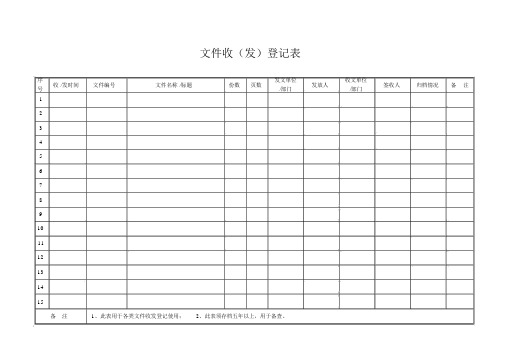 文件收发登记表(模板)