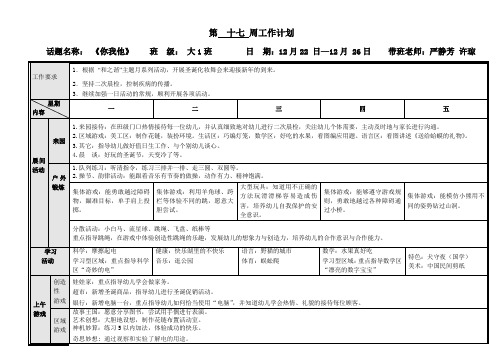 第十七周工作计划