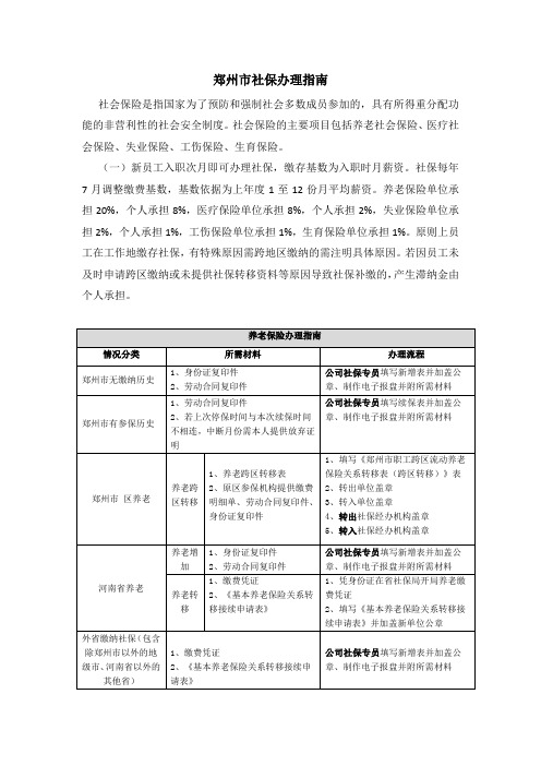 郑州市社会保险办理指南