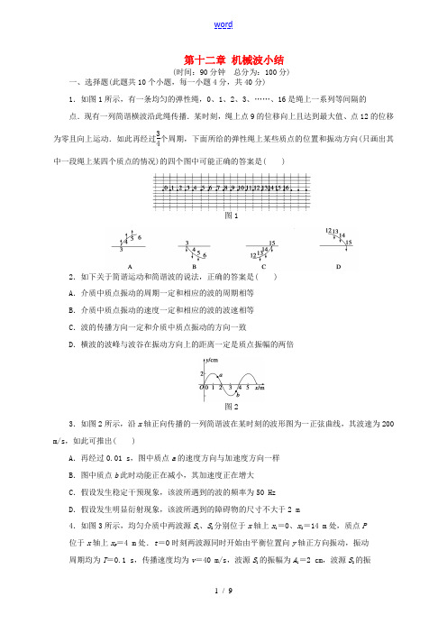 高中物理 第十二章 机械波小结练习 新人教版选修3-4-新人教版高二选修3-4物理试题