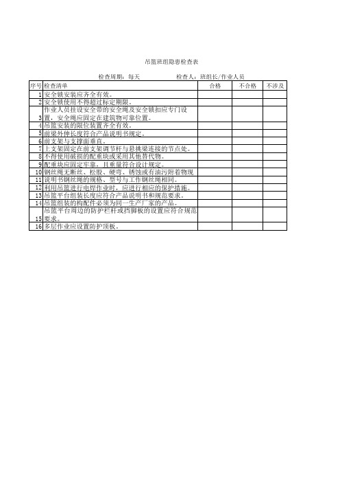 吊篮日常检查表