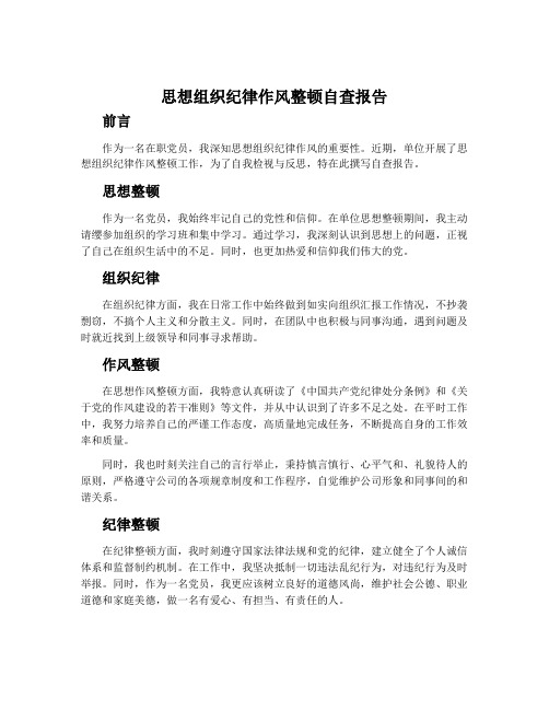 思想组织纪律作风整顿自查报告