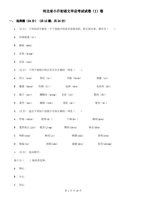 河北省小升初语文毕业考试试卷(I)卷