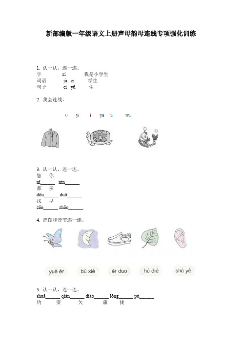 新部编版一年级语文上册声母韵母连线专项强化训练