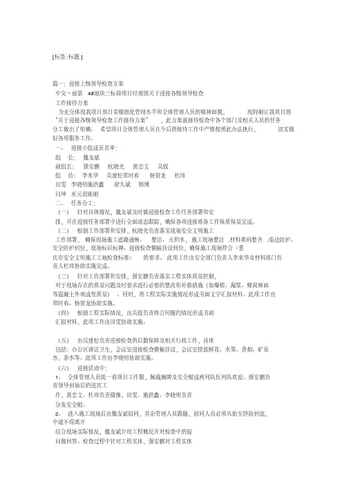迎接级领导检查方案