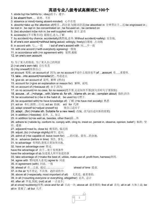 英语专业八级考试高频词汇100个