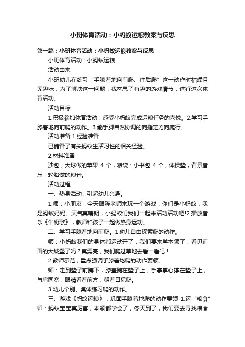 小班体育活动：小蚂蚁运粮教案与反思