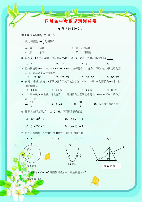 2016年四川省中考数学预测试题卷