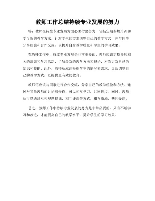 教师工作总结持续专业发展的努力