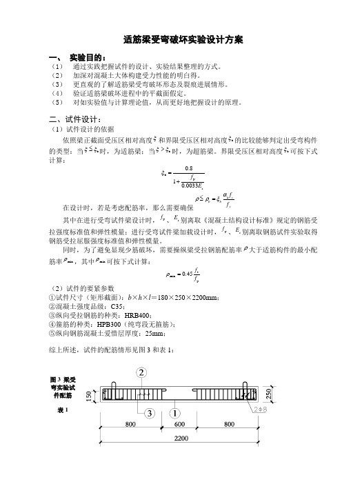 适筋梁受弯破坏实验设计方案