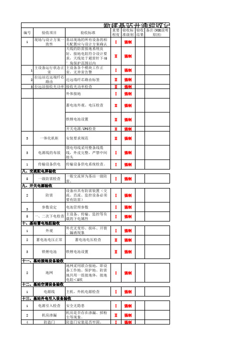 移动基站、驻地网工程验收规范+标准