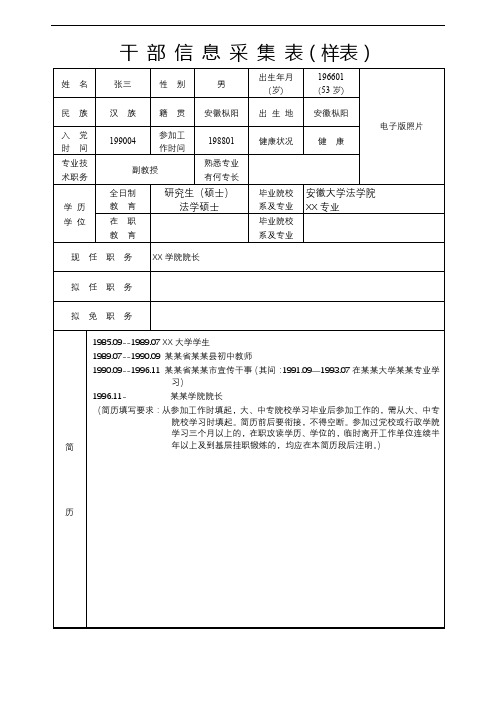 干部信息采集表【模板】